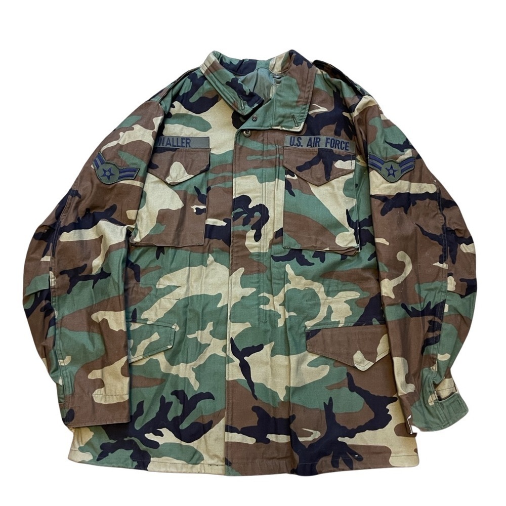 US Air Force women Med Long Camo cold weather, field coat woodland Camo print